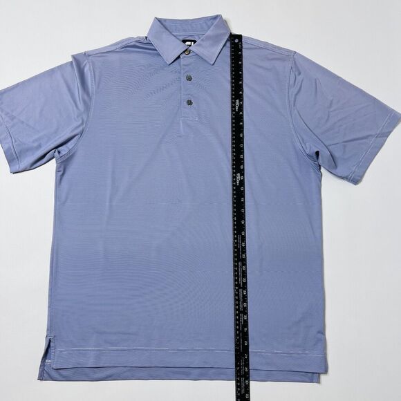 FJ FootJoy Performance Stretch Short Sleeve Golf Polo, Mens Large Purple Stripe - Picture 2 of 9